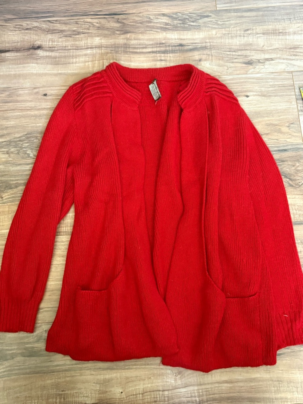 Red cardigan